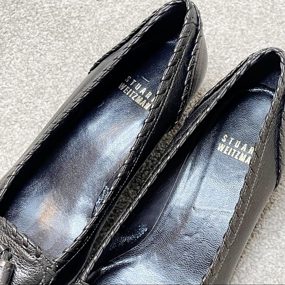 Stuart Weitzman Bronze Tassel Loafer Kitten Heel - Picture 10 of 15